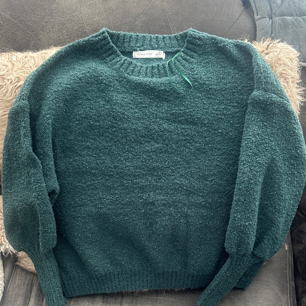 Altar'd State Deep Green Crew Neck Sweater